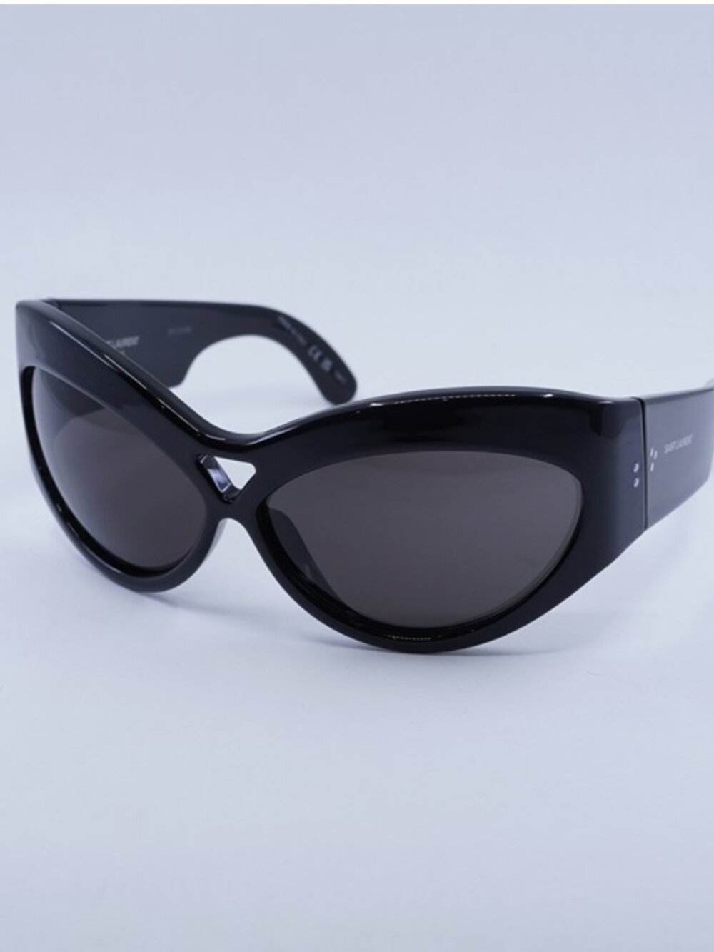 Saint Laurent SL73 001 Sunglasses Black Cat Eye Frame, Black Lenses